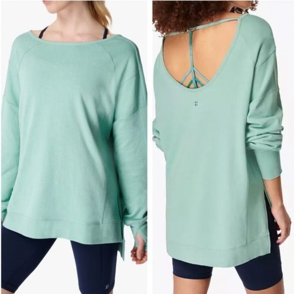 NEW Sweaty Betty SM/Med After Class Sport Oversize Sweatshirt Algarve Green - Picture 3 of 9